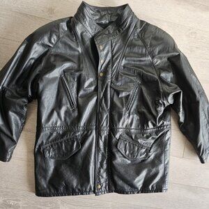 1980's Made In Canada Le Village Du Cuir black lamb leather Bomber Jacket